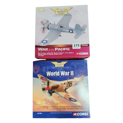 175 - 2 CORGI PLANES: COSAIR & SUPERMARINE SPITFIRE