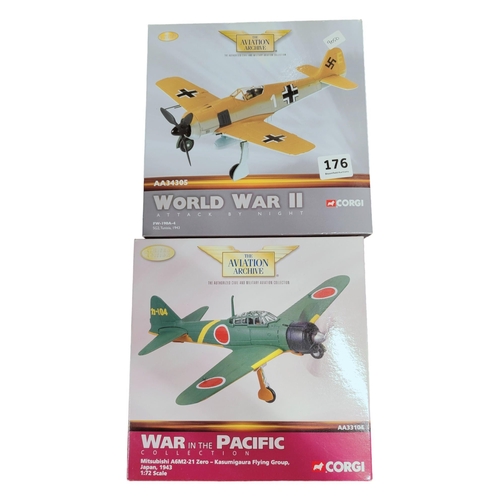 176 - 2 CORGI PLANES: FW-190A & MITSUBISHI ZERO