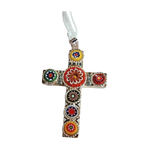 332 - VINTAGE FLORENTINE MILLEFIORI MOSAIC CROSS