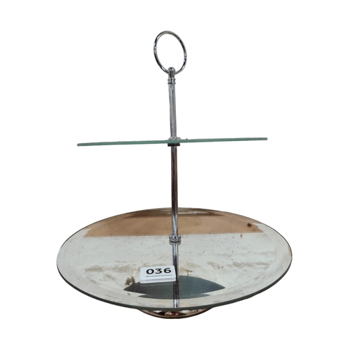 36 - 2 TIER MIRRORED CAKE STAND