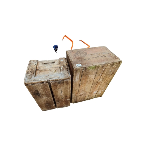 97 - 2 OLD WOODEN CRATES