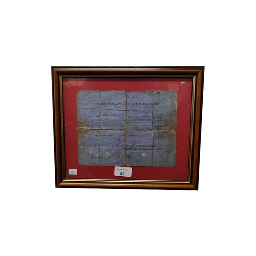 24 - FRAMED CERTIFICATE OF DISCHARGE