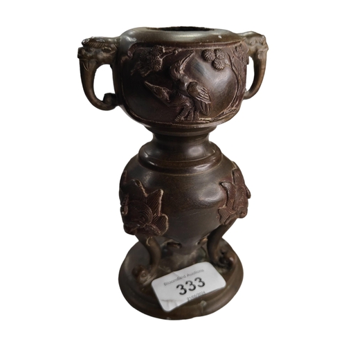 333 - ANTIQUE BRONZE TEMPLE VASE