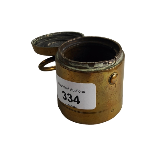 334 - BRASS NOVELTY INKWELL IN 2LB WEIGHT FORM