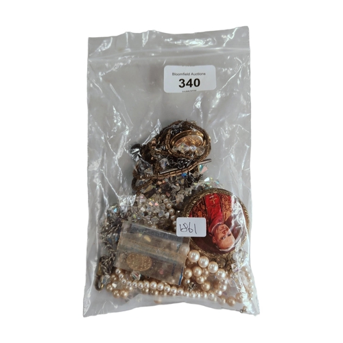 340 - BAG OF COSTUME JEWELLERY