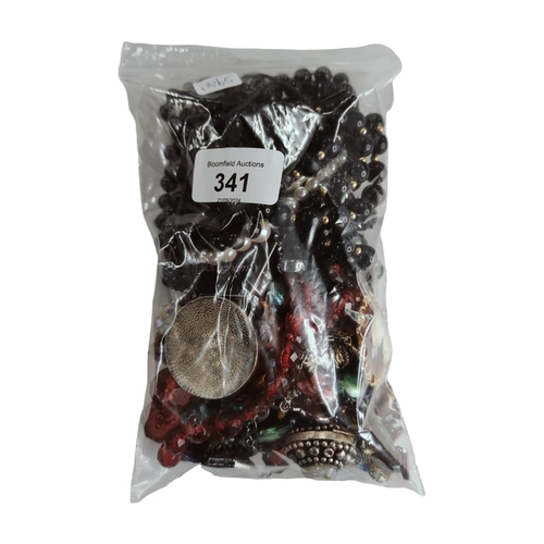 341 - BAG OF COSTUME JEWELLERY