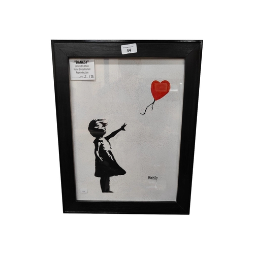 44 - BANKSY LTD EDITION HAND EMBELLISHED REPRODUCTION