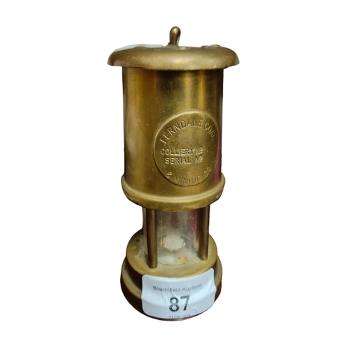 87 - SAMLL BRASS MINORS LAMP 12CM