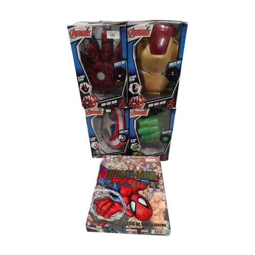 122 - 4 X MARVEL AVENGERS BOXED TOYS & 1 BOOK