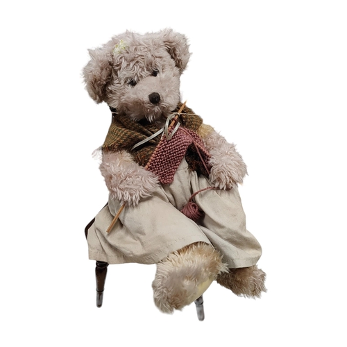 123 - VINTAGE TEDDY BEAR AND CHAIR