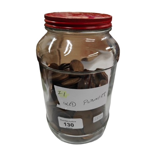 130 - JAR OF PENNIES