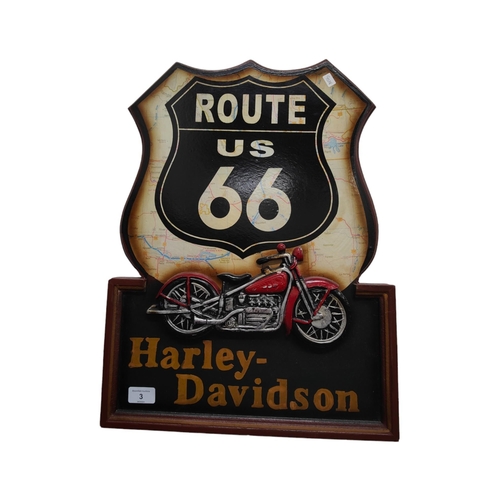 3 - HARLEY DAVIDSON ROUTE 66 SIGN 55cm X 40cm