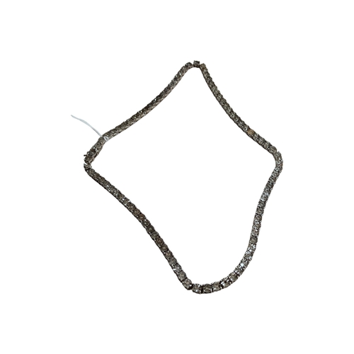 332 - SILVER GEMSET NECKLACE WITH TRIGGER CLASP