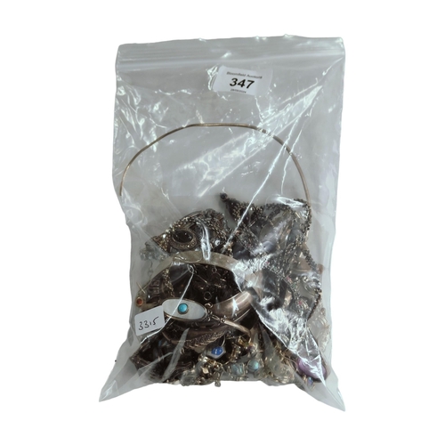 347 - BAG OF SILVER JEWELLERY