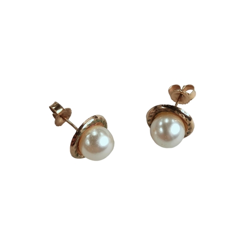 360 - PAIR OF 9 CARAT GOLD PEARL EARRINGS