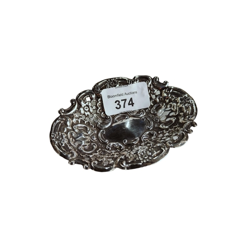 374 - SILVER HALLMARKED ORNATE BOWL/PIN TRAY BIRMINGHAM 1901-1902