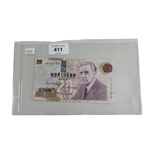 411 - NORTHERN BANK £20 BANKNOTE 1999