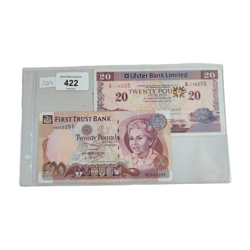 422 - 2 X £20 BANK NOTES