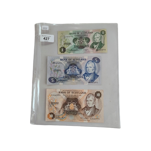 427 - 3 X SCOTTISH BANK NOTES