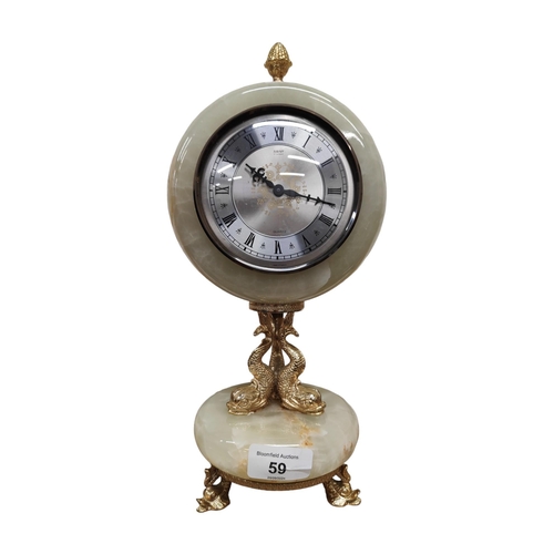 59 - ONYX & BRASS MANTLE CLOCK