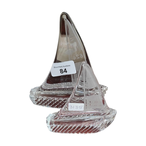 84 - PAIR OF GALWAY CRYSTAL SAILING BOATS