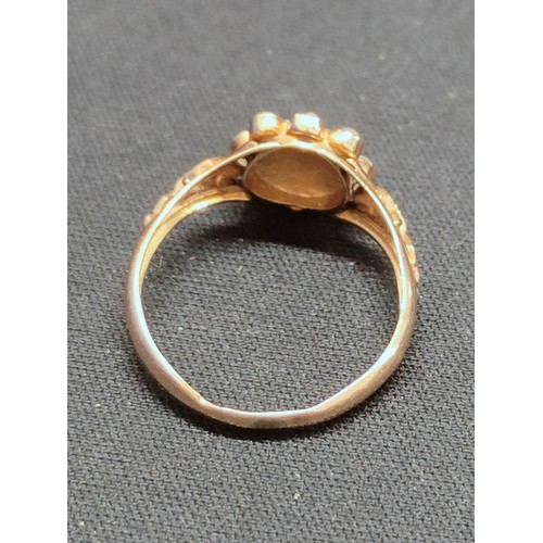 362 - VICTORIAN 18 CARAT GOLD TURQUOISE & SEED PEARL RING