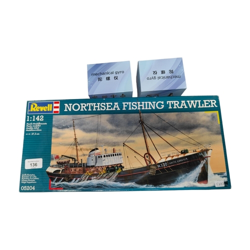 136 - MODEL FISHING TRAWLER AND 2 GYROSCOPES