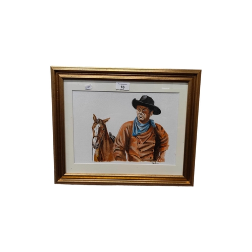 16 - ORIGINAL OIL PAINTING JOHN WAYNE