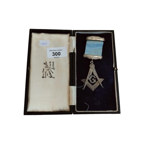 300 - SILVER MASONIC JEWEL MAGHERALLY NO.203 INSCRIBED TO REAR 'J.CUNNINGHAM 1963'