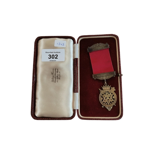 302 - SILVER GILT MASONIC JEWEL VICTORY R.A.C. NO.681 INSCRIBED TO REAR 'PRESENTED TO E. COMP. JOHN PATTER... 