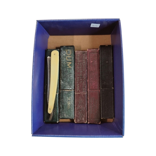 360 - COLLECTION OF ANTIQUE CUT THROAT RAZORS IN ORIGINAL SLEEVES