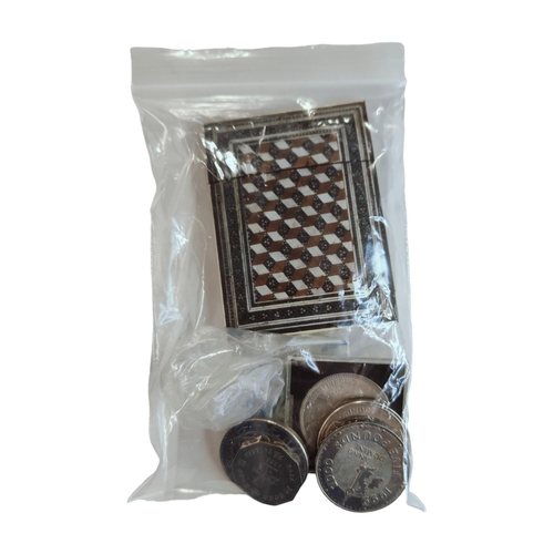 378 - BAG OF COINS & CARD CASE