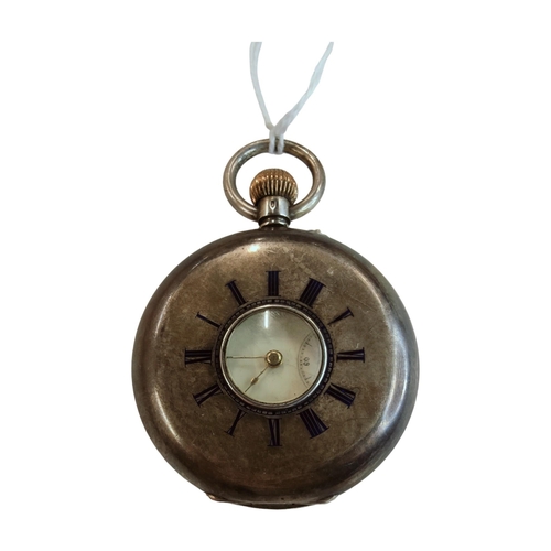 384 - SILVER HALF HUNTER POCKET WATCH