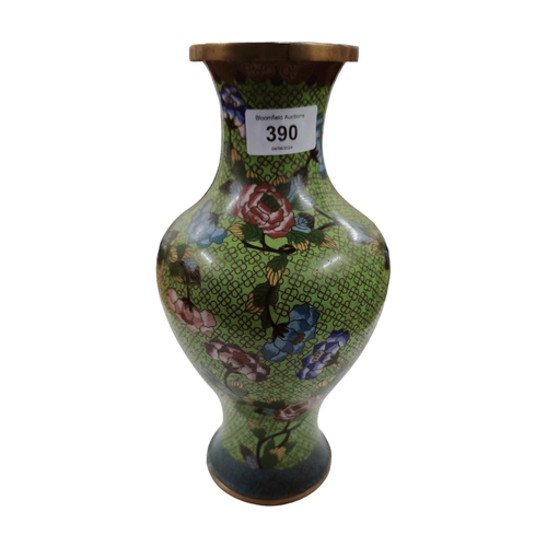 390 - CLOISONNE VASE 10.5