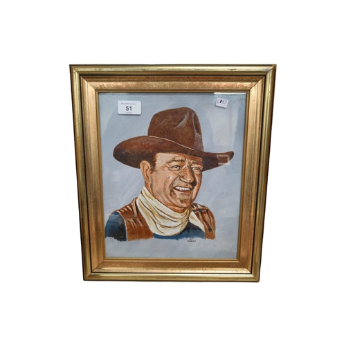 51 - ORIGINAL OIL PAINTING JOHN WAYNE