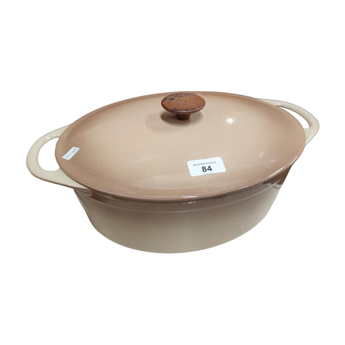 84 - LARGE COUSANCES CAST IRON ENAMEL COOKING POT