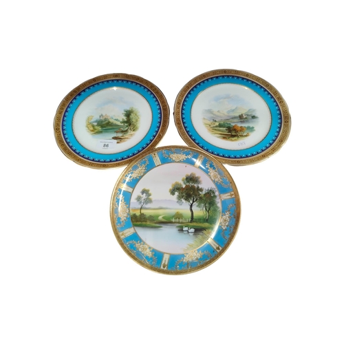 86 - 3 HAND PAINTED CABINET PLATES