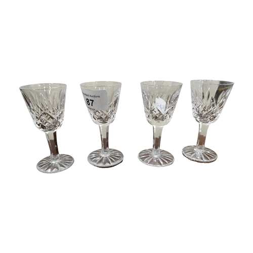 87 - SET OF 4 WATERFORD CRYSTAL SHERRY/PORT GLASSES