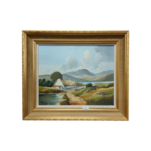 169 - R.B HIGGINS - OIL ON CANVAS - COTTAGE IN LANDSCAPE 49cmX40cm