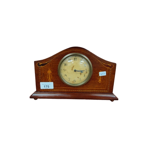 175 - EDWARDIAN INLAID MANTLE CLOCK PERFECT WORKING ORDER WITH KEY