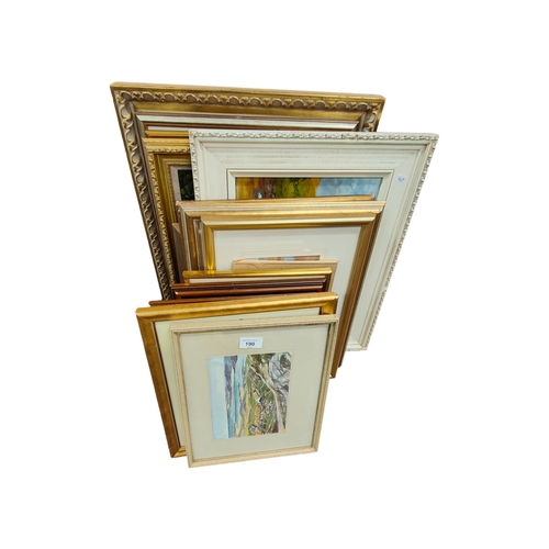 190 - QUANTITY OF PRINTS, WATERCOLOURS AND OIL PAINTINGS