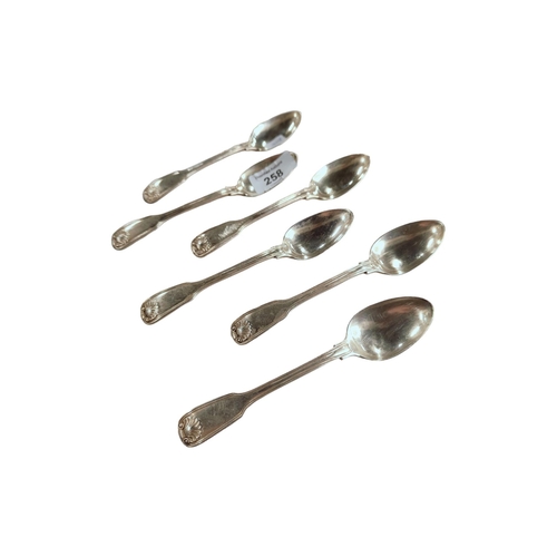 258 - SET OF 6 SILVER TEASPOONS - LONDON 1834-35  CIRCA 221 GRAMS