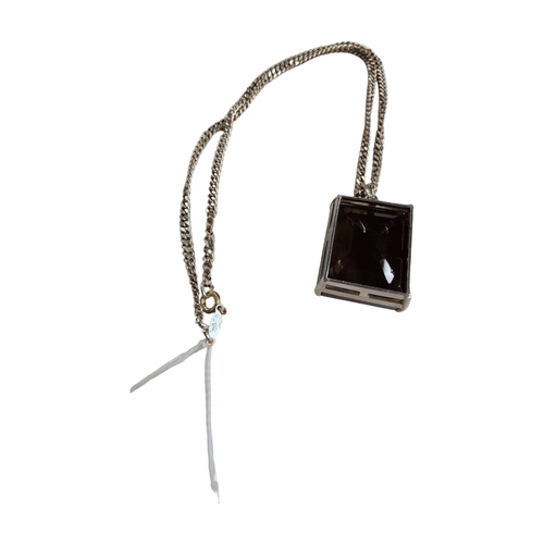 281 - SILVER SMOKY QUARTZ PENDANT ON SILVER CHAIN