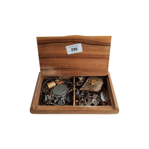 296 - BOX OF COSTUME JEWELLERY