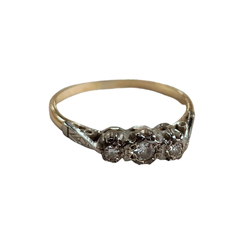 305 - 18 CARAT GOLD AND DIAMOND 3 STONE RING