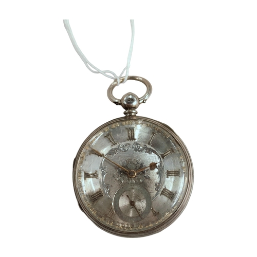 333 - SILVER OPEN FACED POCKET WATCH FUSEE MOVEMENT