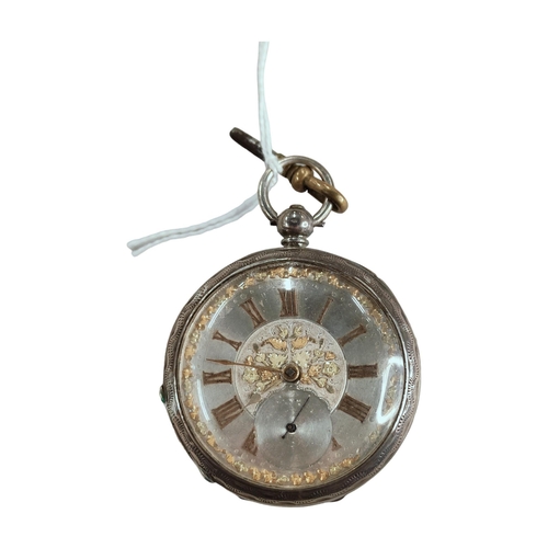 334 - SILVER OPEN FACED POCKET WATCH FUSEE MOVEMENT