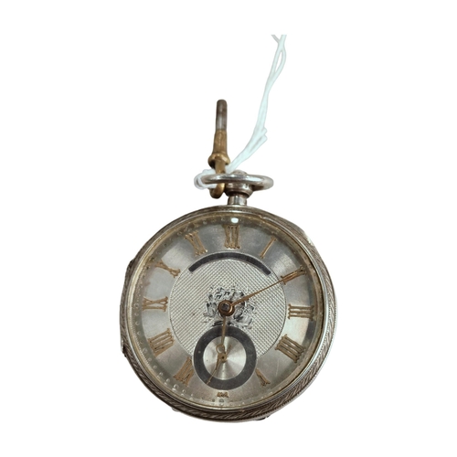 337 - SILVER OPEN FACED POCKET WATCH FUSEE MOVEMENT