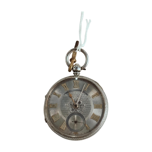 341 - SILVER OPEN FACED POCKET WATCH FUSEE MOVEMENT