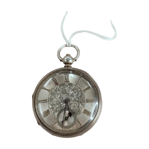 344 - SILVER OPEN FACED POCKET WATCH FUSEE MOVEMENT